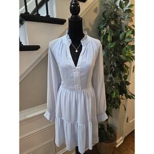 Sam and Jess Tiered Dress Women's Size XL White V-Neck Casual Ruffle Tiered